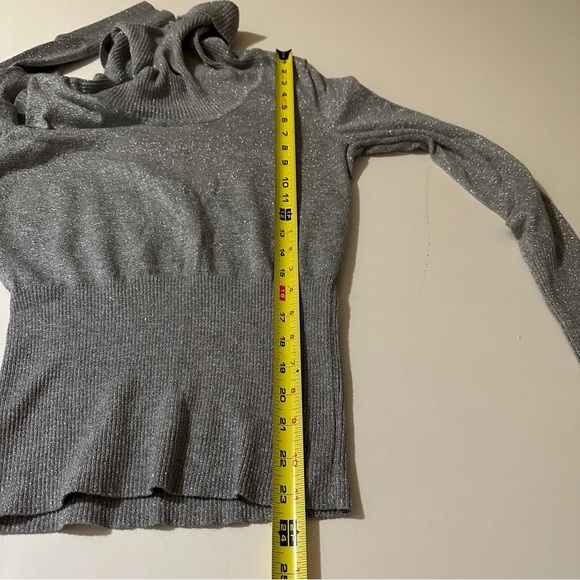 Apt.9 Silver Gray Metallic Cowl Neck Sweater Size S Casual Winter Long sleeves - Picture 5 of 7